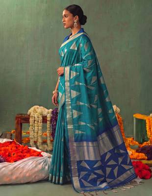rama color smart ethnic woven designer soft silk blend fabric ceremonial saree 3