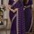 Purple soft georgette embroidery work festive saree with unstitched blouse piece