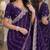 Purple soft georgette embroidery work festive saree with unstitched blouse piece
