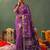 purple color smart ethnic woven designer soft silk blend fabric ceremonial saree