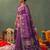 purple color smart ethnic woven designer soft silk blend fabric ceremonial saree
