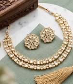gold plated polki kundan necklace set with earrings