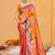 bright orange color beautiful soft silk blend woven designer partywear ethnic saree