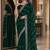 Green soft georgette embroidery work festive saree with unstitched blouse piece