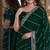 Green soft georgette embroidery work festive saree with unstitched blouse piece
