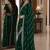 Green soft georgette embroidery work festive saree with unstitched blouse piece