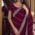 Wine soft georgette embroidery work festive saree with unstitched blouse piece