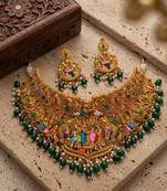 gold plated temple choker necklace set