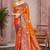 bright orange color smart soft silk blend woven designer ethnic festive saree