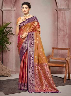mustard gold color smart soft silk blend woven designer ethnic festive saree 1