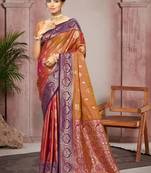mustard gold color smart soft silk blend woven designer ethnic festive saree