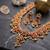 antique gold temple necklace set with ruby emerald stones & jhumkas