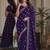 Purple soft georgette embroidery work festive saree with unstitched blouse piece