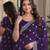 Purple soft georgette embroidery work festive saree with unstitched blouse piece