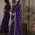 Purple soft georgette embroidery work festive saree with unstitched blouse piece