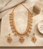 gold plated kundan pearl choker necklace set with earrings