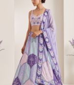 Pastel Purple Digital Print Work And Heavy Real Work Lehenga Choli with Dupatta
