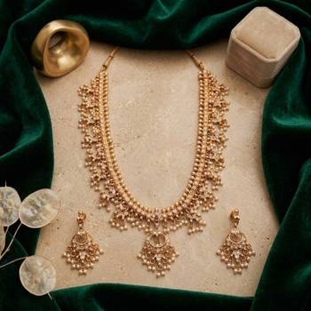 gold plated kundan pearl choker necklace set with earrings 2
