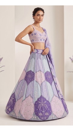 Pastel Purple Digital Print Work And Heavy Real Work Lehenga Choli with Dupatta 2