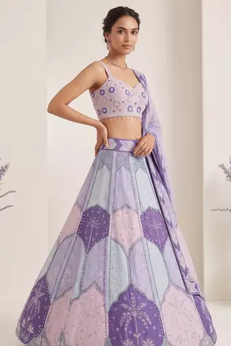 Pastel Purple Digital Print Work And Heavy Real Work Lehenga Choli with Dupatta