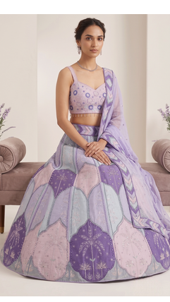 Pastel Purple Digital Print Work And Heavy Real Work Lehenga Choli with Dupatta 3