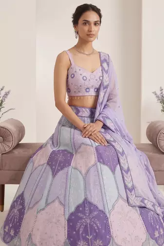 Pastel Purple Digital Print Work And Heavy Real Work Lehenga Choli with Dupatta