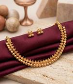 antique gold plated temple choker necklace set with earrings