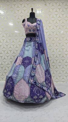 Pastel Purple Digital Print Work And Heavy Real Work Lehenga Choli with Dupatta 4