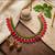 Gold plated ruby & green indian jewelry:necklace with jhumka 