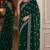 Green soft georgette embroidery work festive saree with unstitched blouse piece