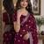 Wine soft georgette embroidery work festive saree with unstitched blouse piece