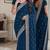 Rama soft georgette embroidery work festive saree with unstitched blouse piece