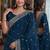 Rama soft georgette embroidery work festive saree with unstitched blouse piece