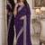 Purple soft georgette embroidery work festive saree with unstitched blouse piece