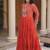 Designer laheriya print faux georgette gown with kutchi patchwork | free size 38-44