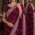 Wine soft georgette embroidery work festive saree with unstitched blouse piece