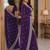 Purple soft georgette embroidery work festive saree with unstitched blouse piece