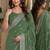 Pista soft georgette embroidery work festive saree with unstitched blouse piece