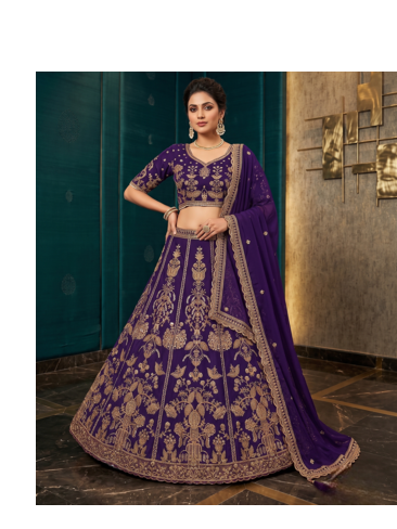 Royal Purple Embroidered Lehenga Choli with Dupatta 1