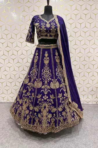 Royal Purple Embroidered Lehenga Choli with Dupatta