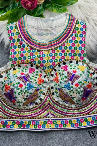 White silk thread mirror