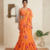 Orange Floral Printed Lehenga Choli with Ruffle Dupatta