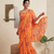 Orange Floral Printed Lehenga Choli with Ruffle Dupatta