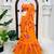 Orange Floral Printed Lehenga Choli with Ruffle Dupatta