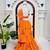 Orange Floral Printed Lehenga Choli with Ruffle Dupatta