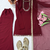 Women's maroon georgette mirror work short kurti with palazzo pant & dupatta set