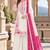 White&pink rayon readymade suit with embroidery & lace border work