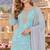 Grey&blue georgette readymade suit with embroidery & sequence work