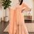 Pastel pink heavy zari work short kurti with flared sharara & dupatta