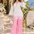 White&pink silk blend readymade suit with embroidery work